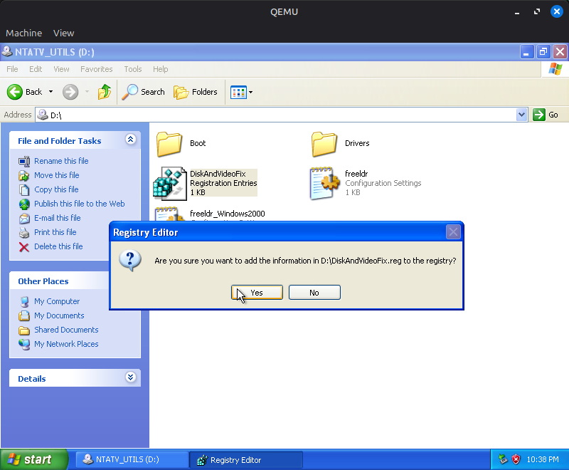 Are you sure you want to add the information in D:\DiskAndVideoFix.reg to the registry?
