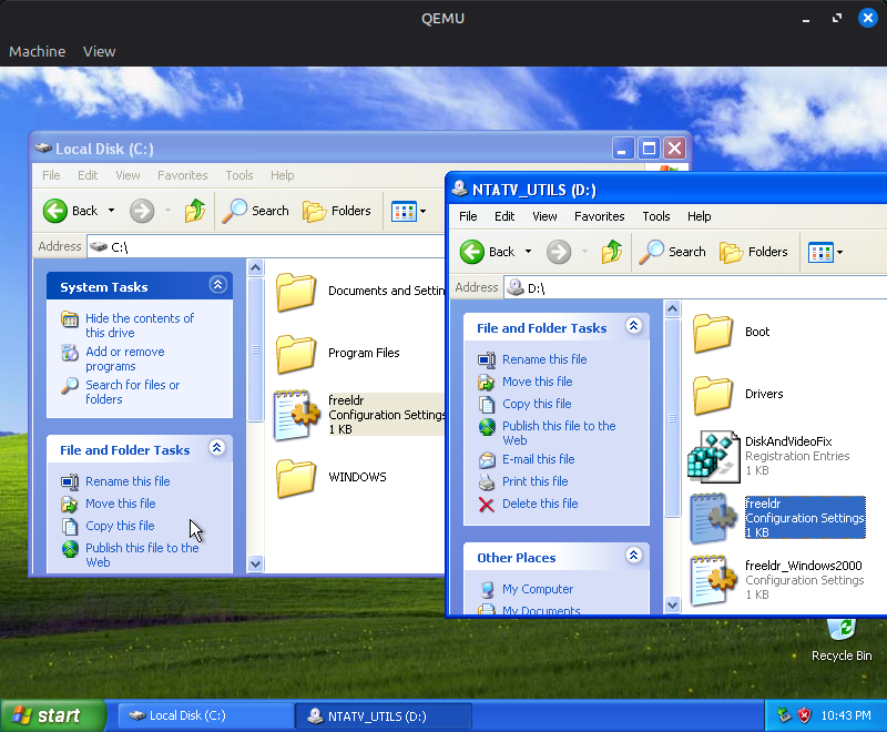 Dragging freeldr.ini to the root of the C: drive.
