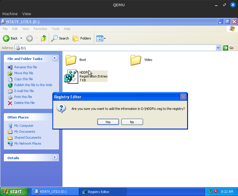 Are you sure you want to add the information in D:\HDDFix.reg to the registry?